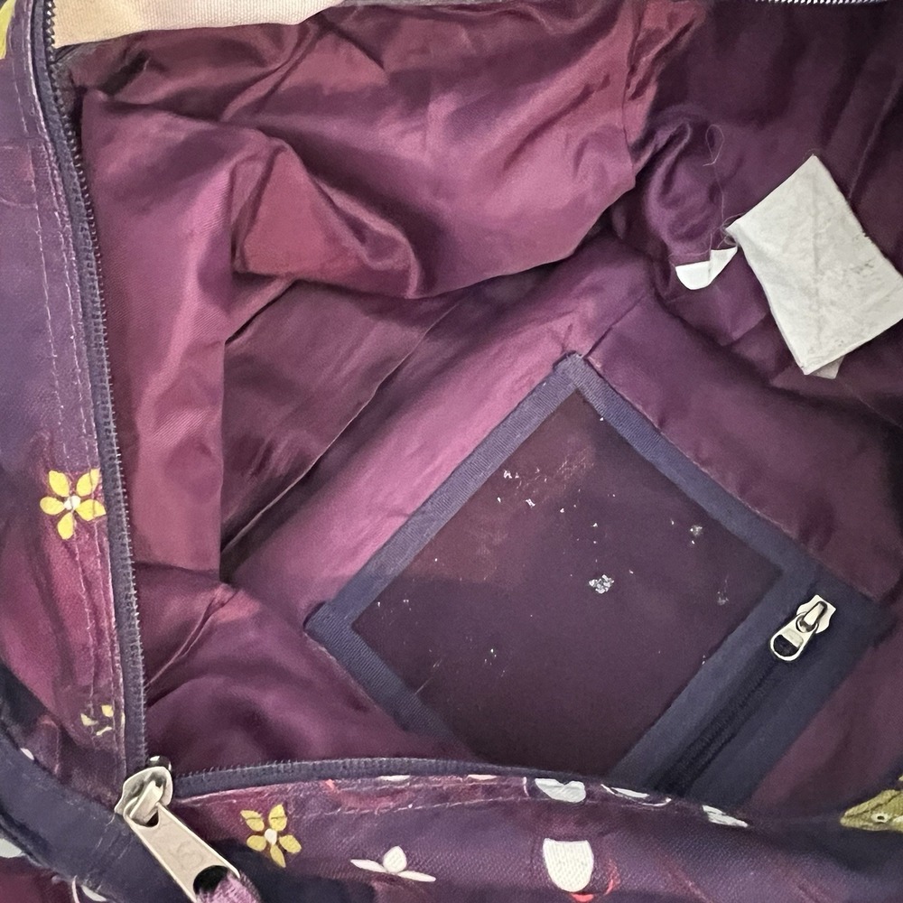 JanSport Womens Laptop Tote Bag Purple Floral Print Nylon Zip Top - Picture 5 of 5